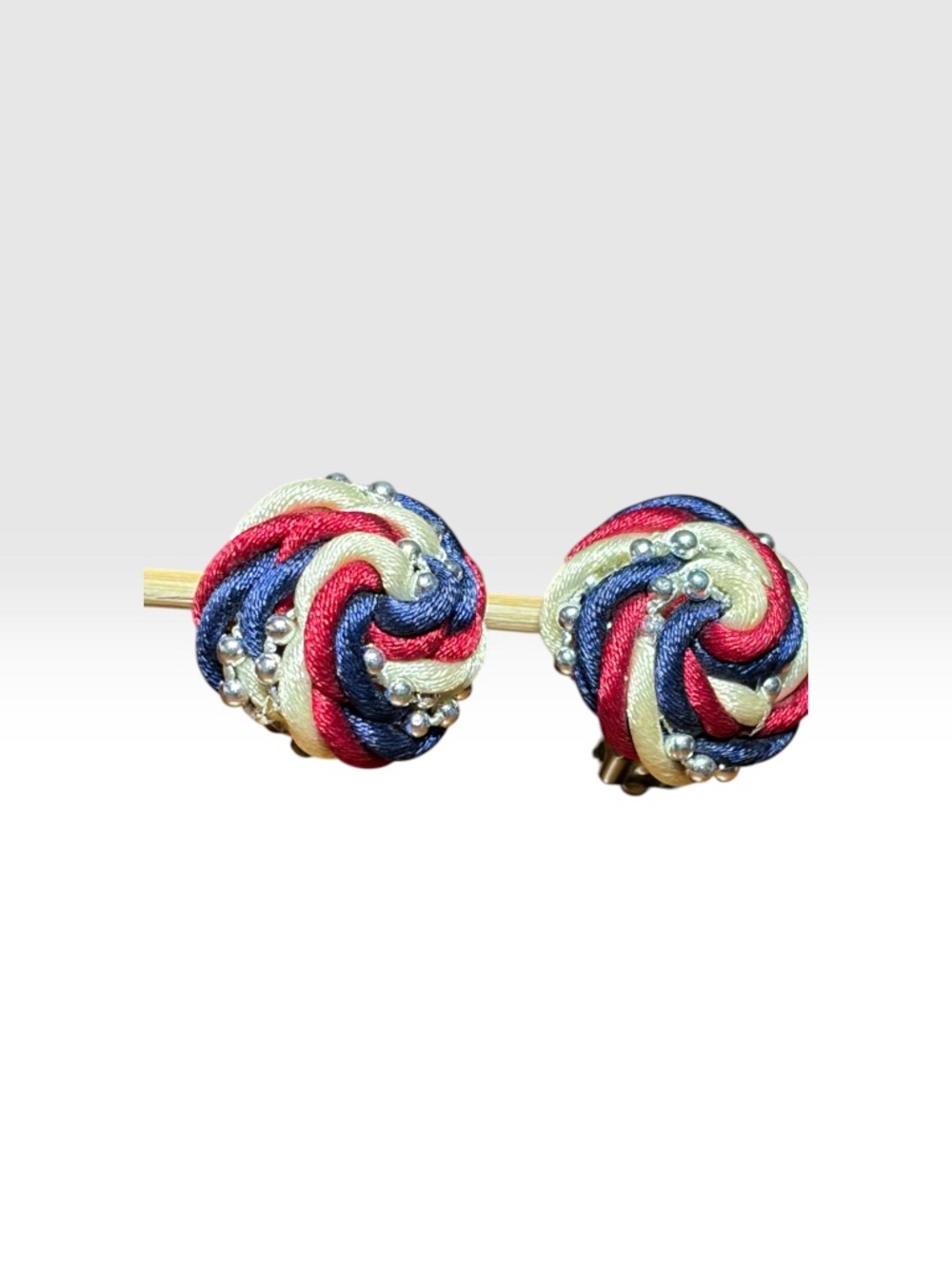 Vintage Nautical Swirl Knot Clip-on Earrings with soft rubber closures